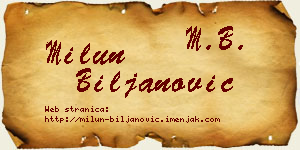 Milun Biljanović vizit kartica